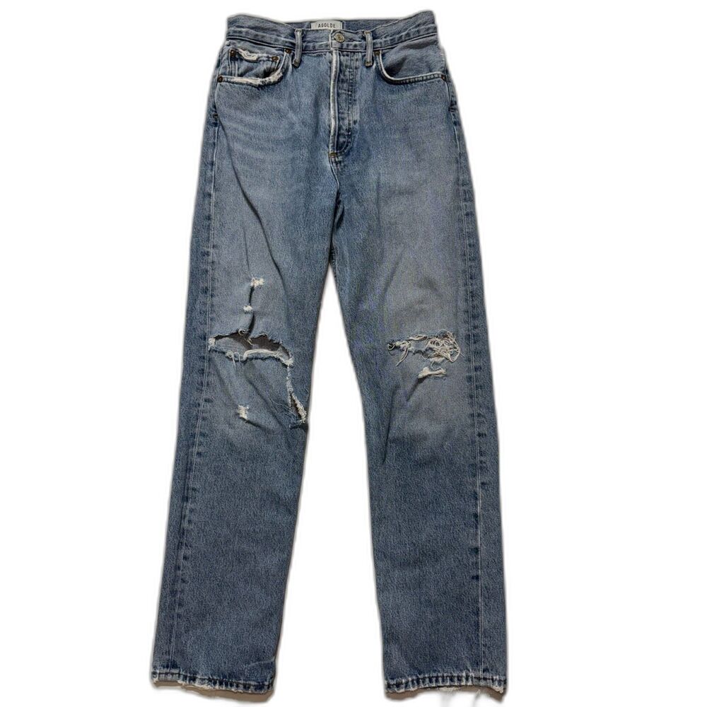 AGOLDE 90's High-Rise Distressed Straight Leg Jeans A154B-1141- Size 25 GUC